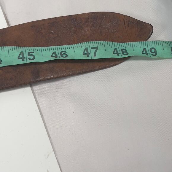 Wide Stamped Tooled Cut-out Vintage Leather Western Boho Belt Horseheads - Picture 5 of 16